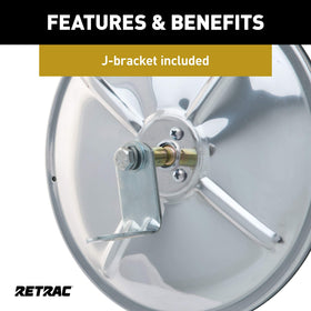 RETRAC mirror beside ruler for scale showing compact size and benefit easy fit on various vehicles