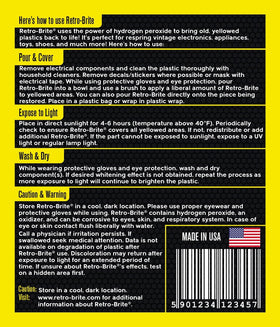 Retro-Brite label detail readable with directions and ingredient clarity benefit
