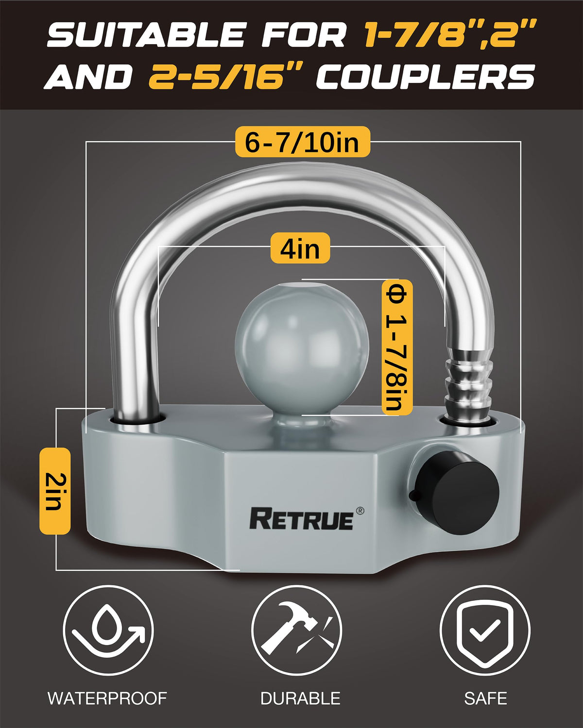 RETRUE close-up of upgraded lock cylinder for stronger pick resistance