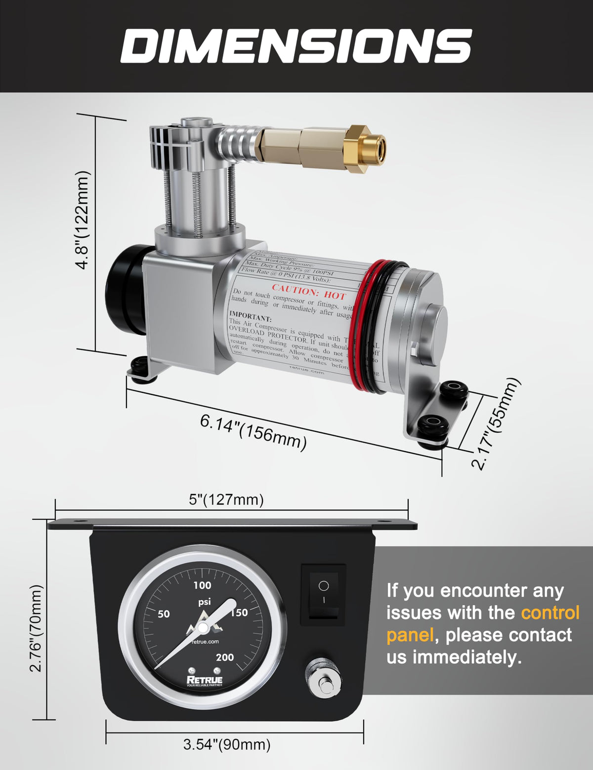 RETRUE in-cab control panel installed, enabling safe convenient pressure control