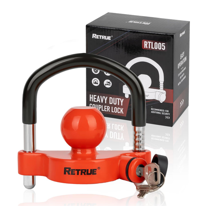 RETRUE front view showing red waterproof cover and visible deterrent