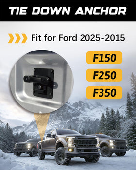 RETRUE anchors installed in a Ford truck bed illustrating correct placement and strength