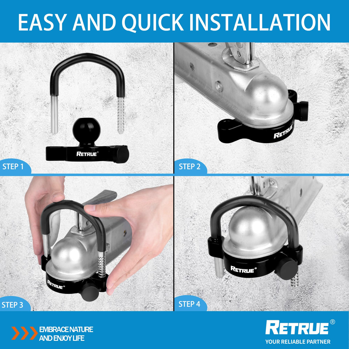 RETRUE lock installed on trailer demonstrating theft deterrence in use