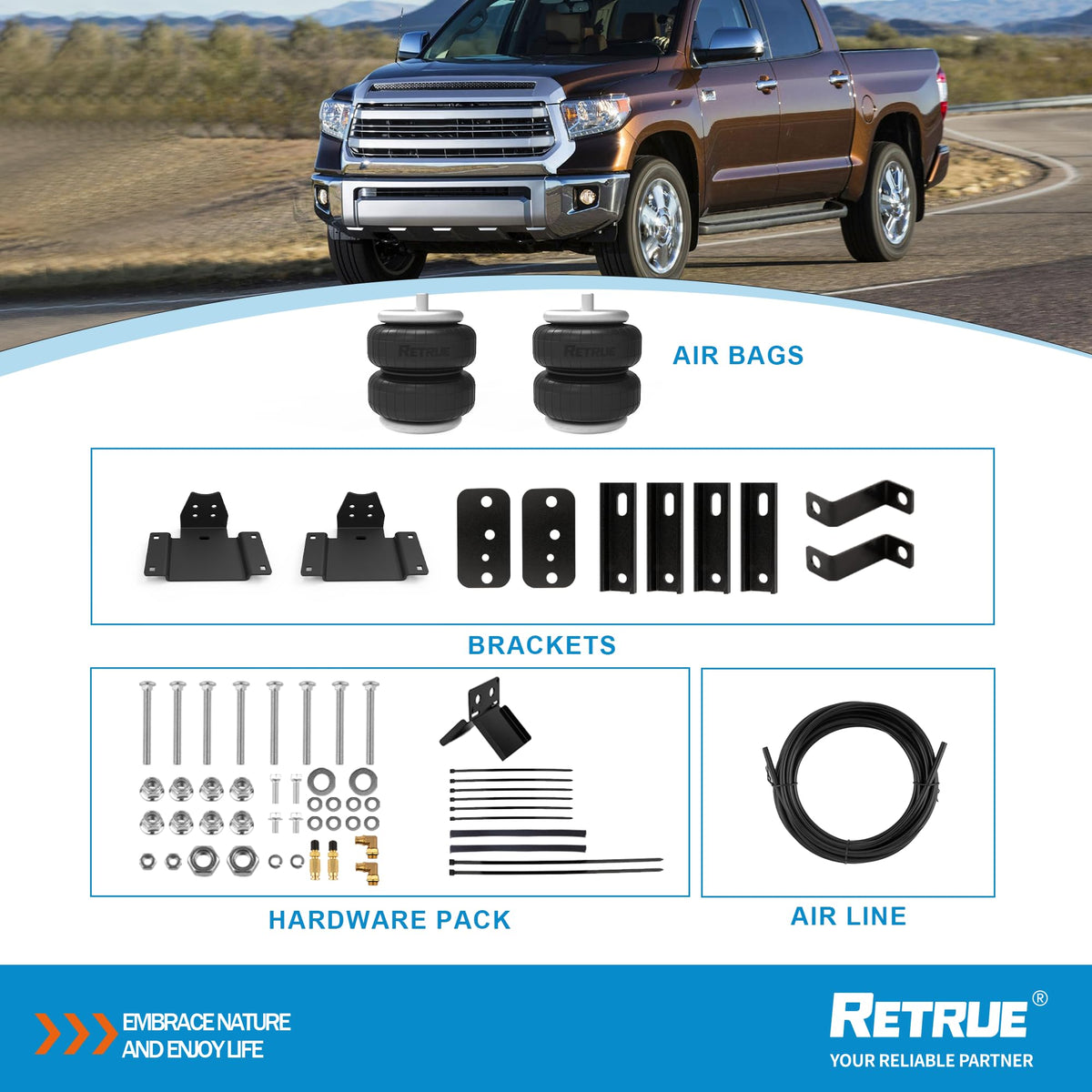 RETRUE technician installing air bag kit demonstrating straightforward, labeled assembly
