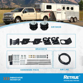 RETRUE air bag next to ruler showing scale and compact, truck-specific fit