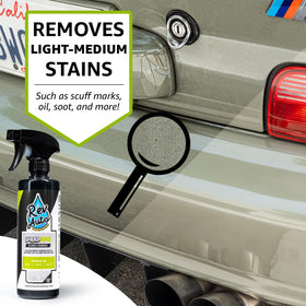 Rev Auto APC applied to stain showing targeted stain removal power
