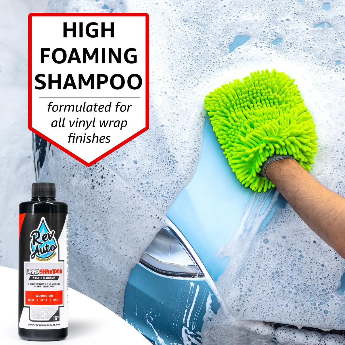 Rev Auto detailer spray closeup demonstrating quick shine and protection