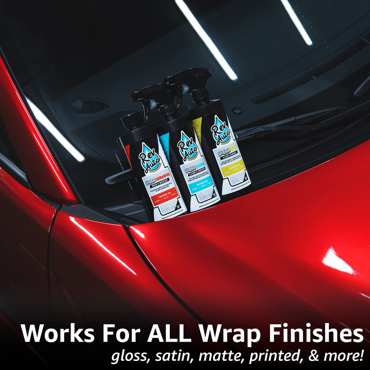 Rev Auto kit on hood in daylight showing easy maintenance use