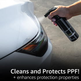 Rev Auto spray action on PPF panel demonstrating easy application benefit