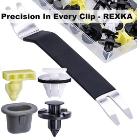 Rexka black push retainer close-up, clear head view for correct hole fit and durability