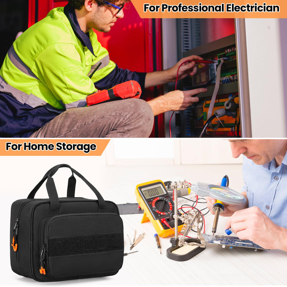 Rexmica front pocket with screwdriver slots for neat small-tool storage