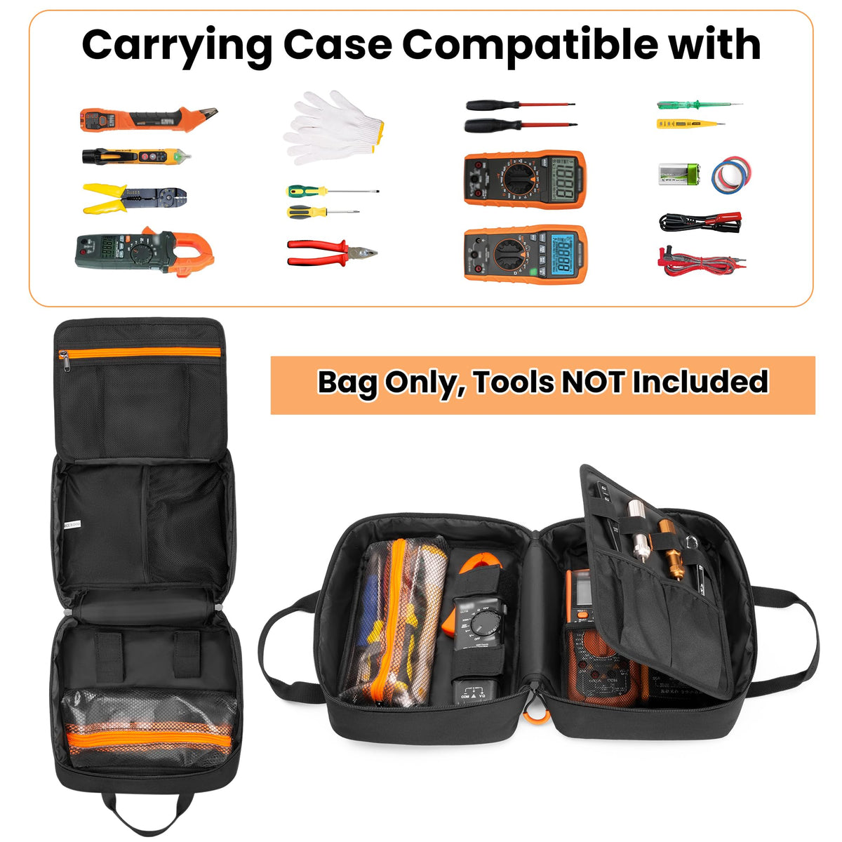 Rexmica mesh compartment and webbing loops organizing leads and tools