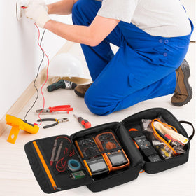 Rexmica next to multimeter to show size compatibility and organized fit