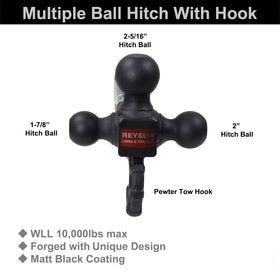 REYSUN ball mount installed in 2-inch receiver on truck, fits standard hitches
