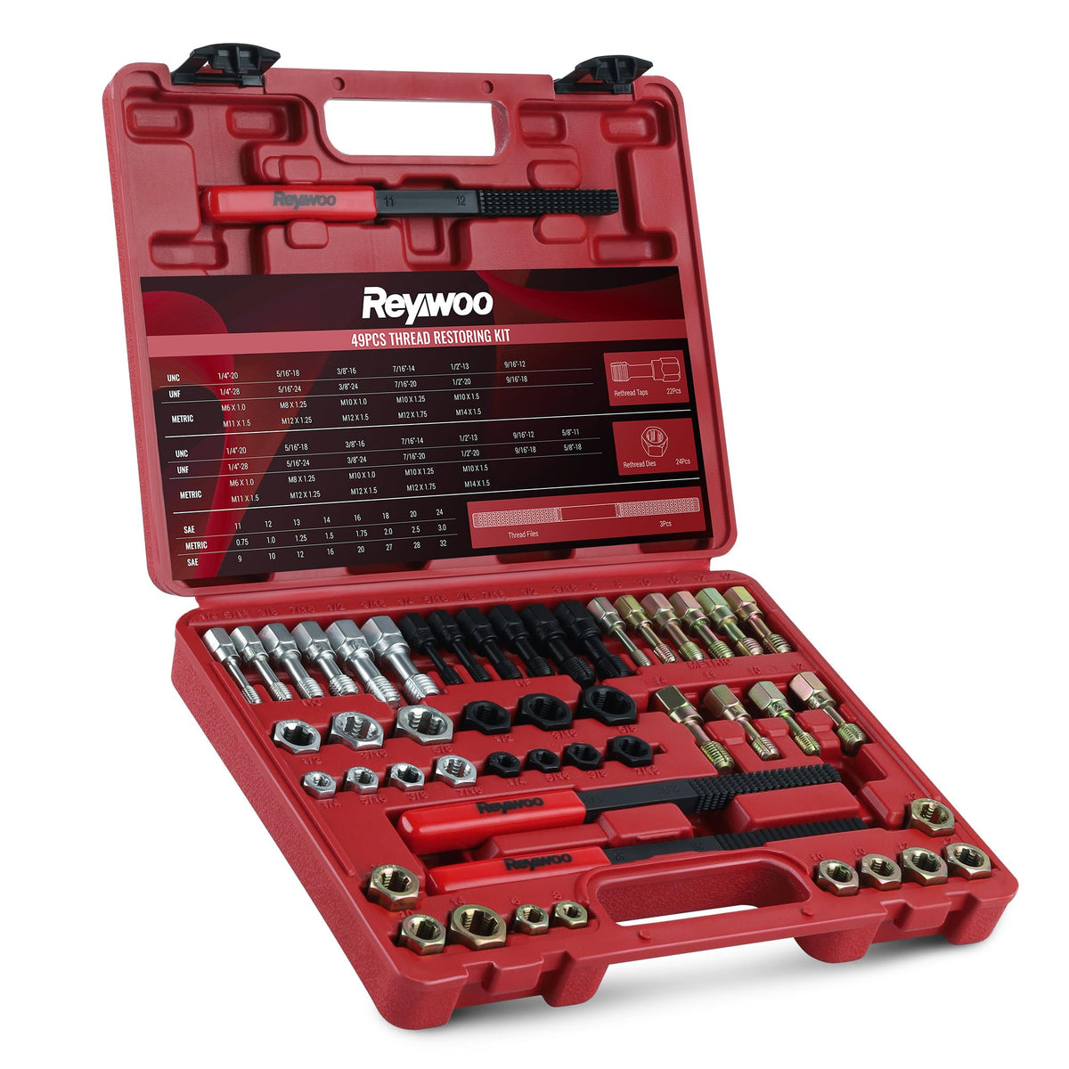 Reywoo front case open showing organized tools and easy transport benefit