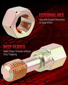 Reywoo hex tap end view showing hexagonal shank for secure wrenching benefit