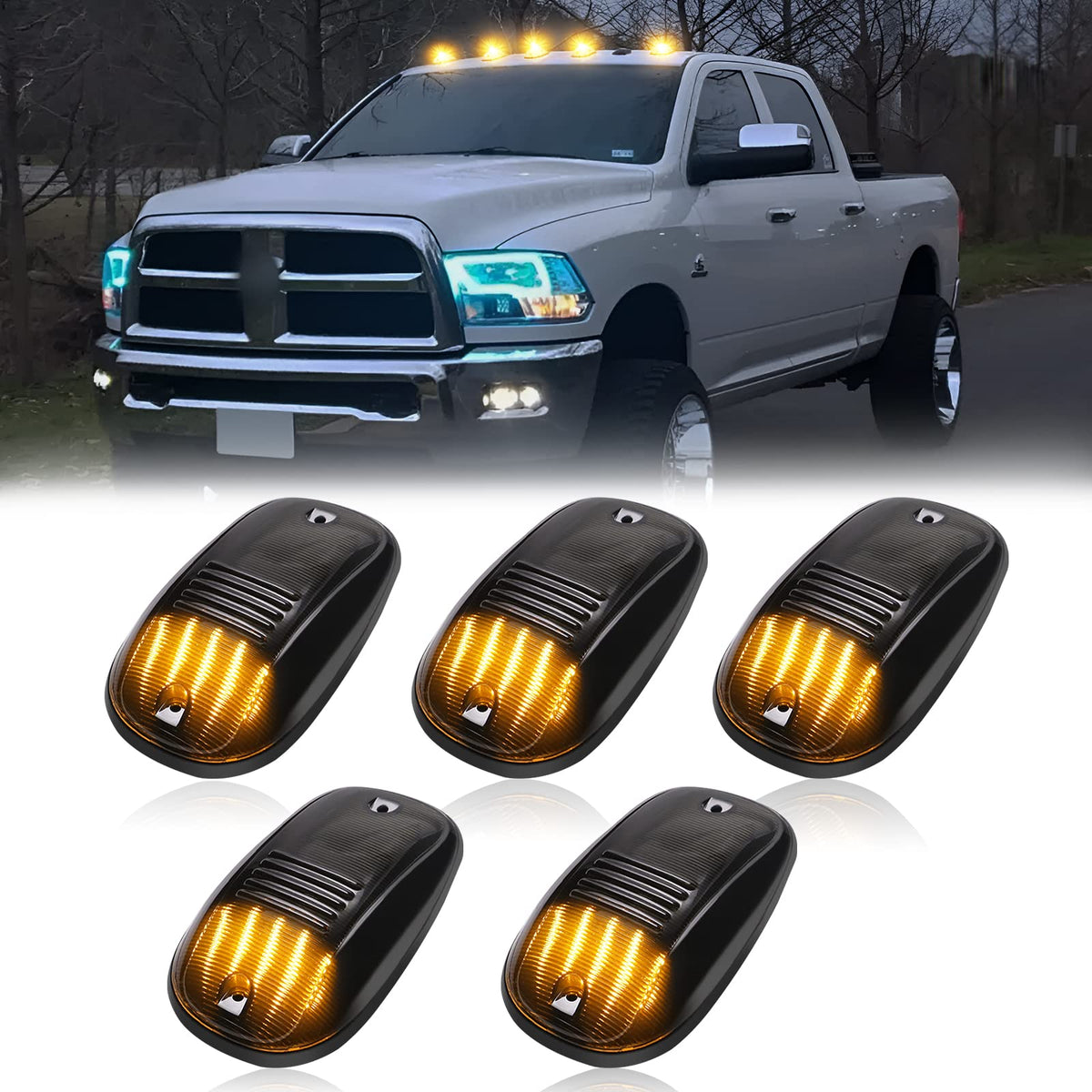 R&F Auto front view of smoked cab marker light showing sleek profile and modern look