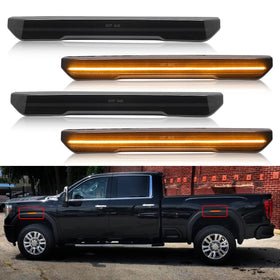 R&F Auto front amber side marker assembly showing clean fit and improved visibility