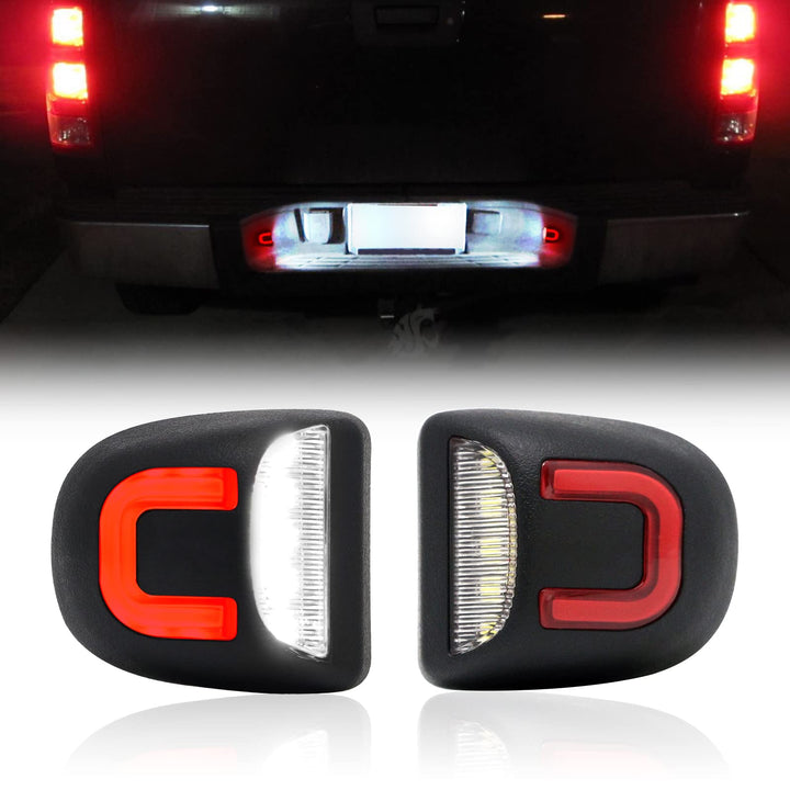 R&F Auto front view of license plate light showing fit and finish and bright illumination