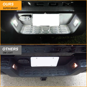 R&F Auto lamp next to ruler showing compact direct-fit dimensions