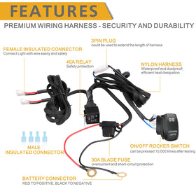 Rfroad Lighting 40A relay and 30A fuse detail showing protection benefit: circuit safety