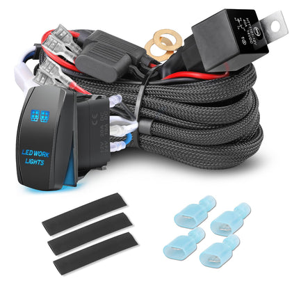 Rfroad Lighting front packaging showing complete harness kit and components benefit: ready-to-install