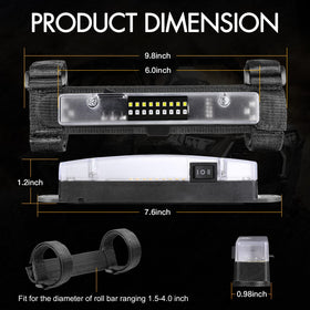 Rfroad Lighting Velcro strap wrapped around a roll cage highlighting versatile mounting options
