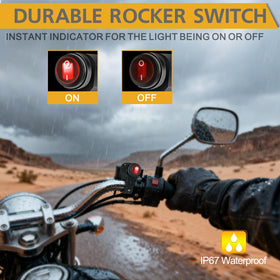 Rfroad Lighting illuminated switch close-up showing red backlight for quick status check