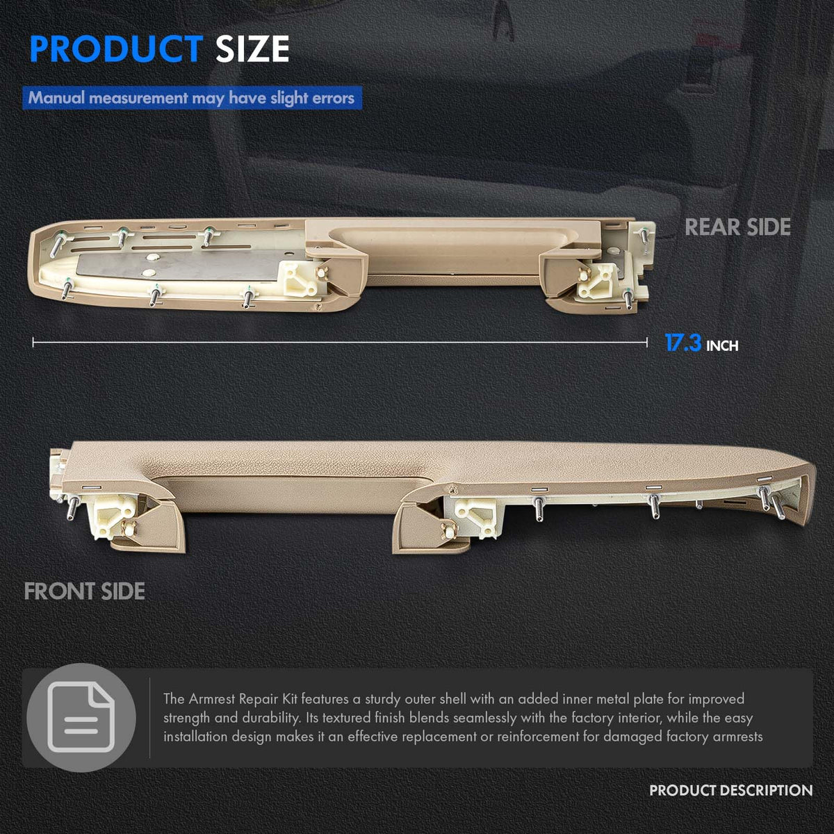 RHAOCZIYAUTO packaged armrest with hardware showing included parts