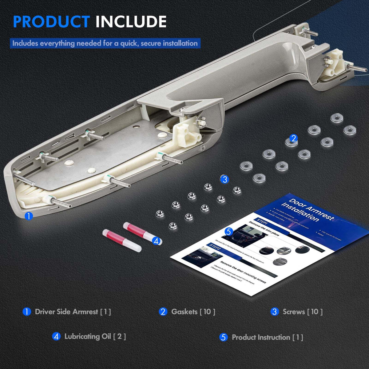 RHAOCZIYAUTO armrest release-handle cutout aligned for correct operation