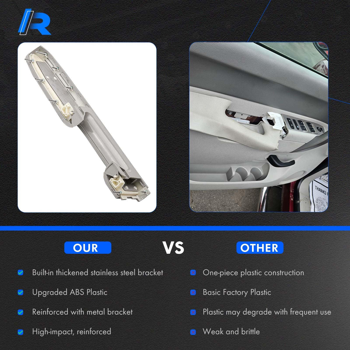 RHAOCZIYAUTO armrest held in hand showing correct scale and ergonomic fit
