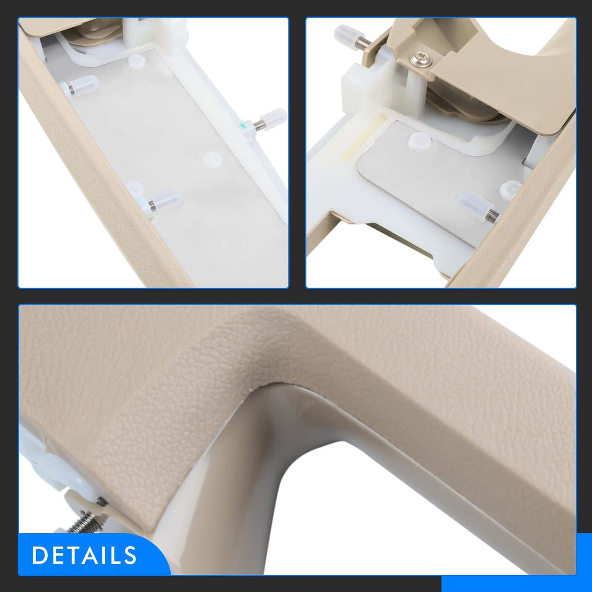 RHAOCZIYAUTO armrest side profile showing edge fitment and neat installation