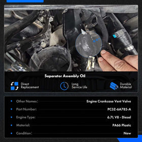 RHAOCZIYAUTO installed on Super Duty truck highlighting improved crankcase ventilation