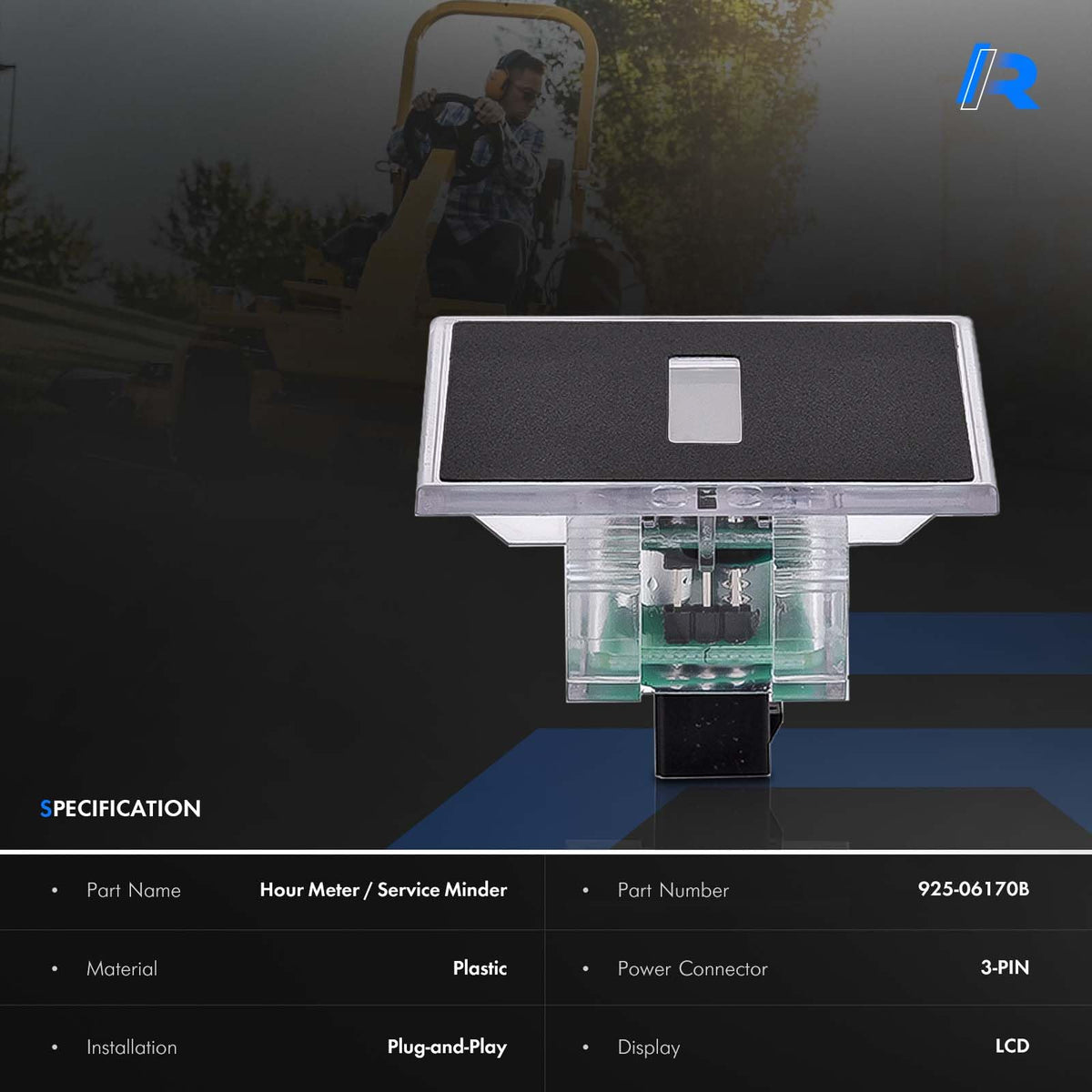 RHAOCZIYAUTO installed on mower dashboard restoring service tracking benefit