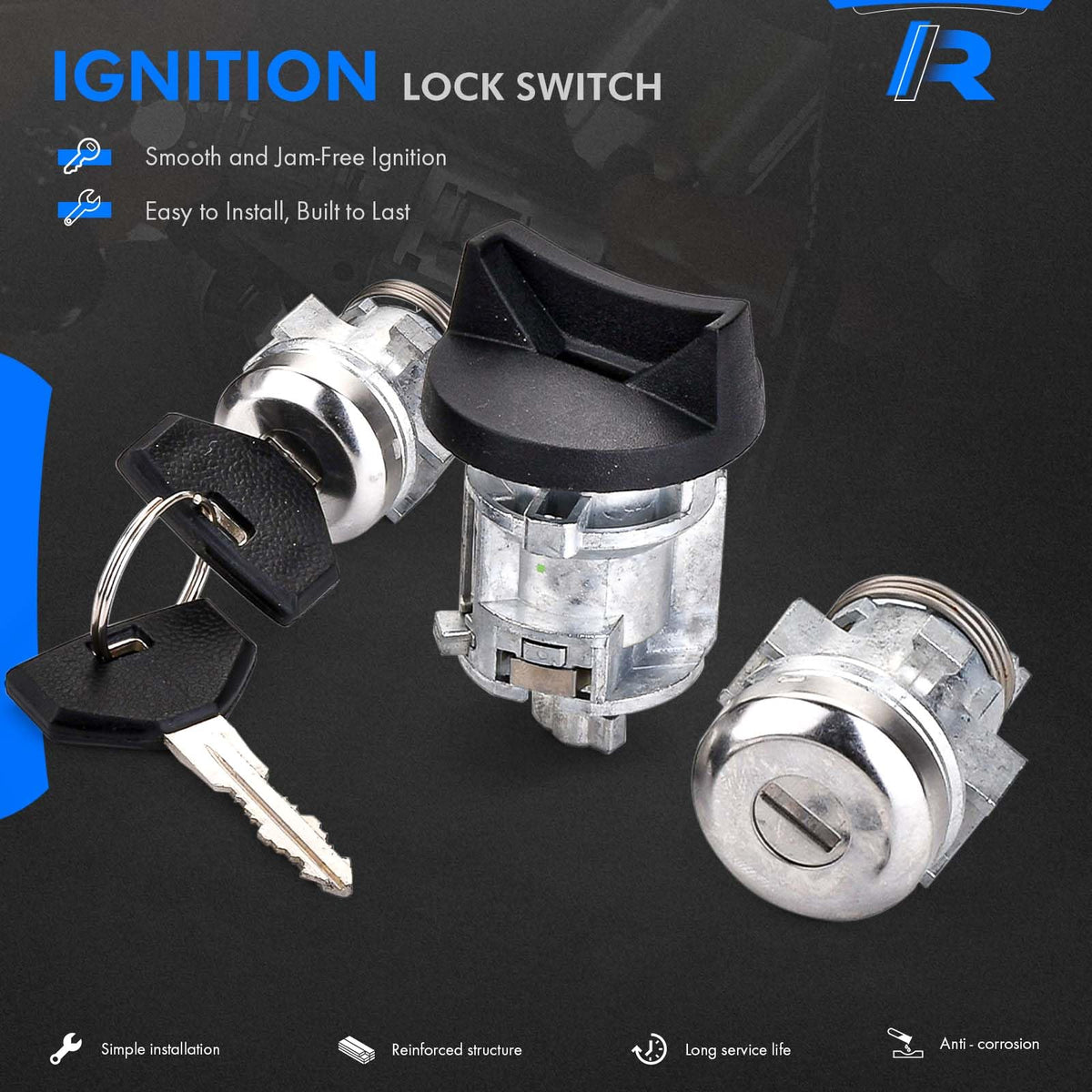RHAOCZIYAUTO two keys and install accessories laid out for quick replacement