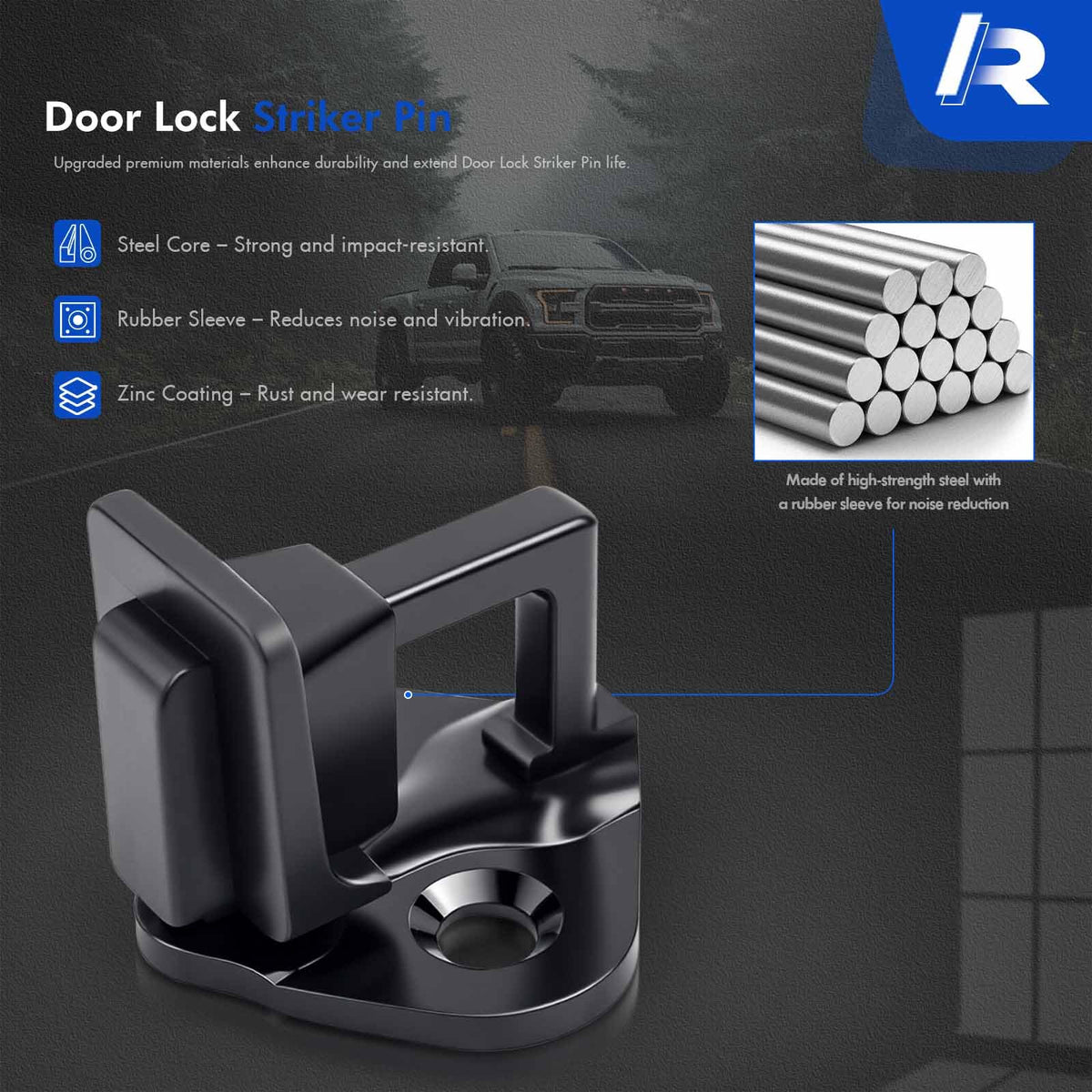RHAOCZIYAUTO side profile of hardened steel pin for long-lasting latch stability
