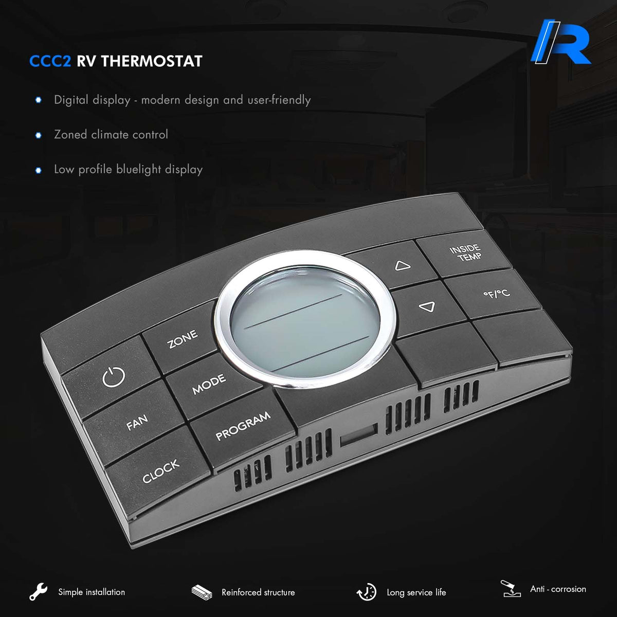 RHAOCZIYAUTO tactile ten-button layout for fast HVAC adjustments