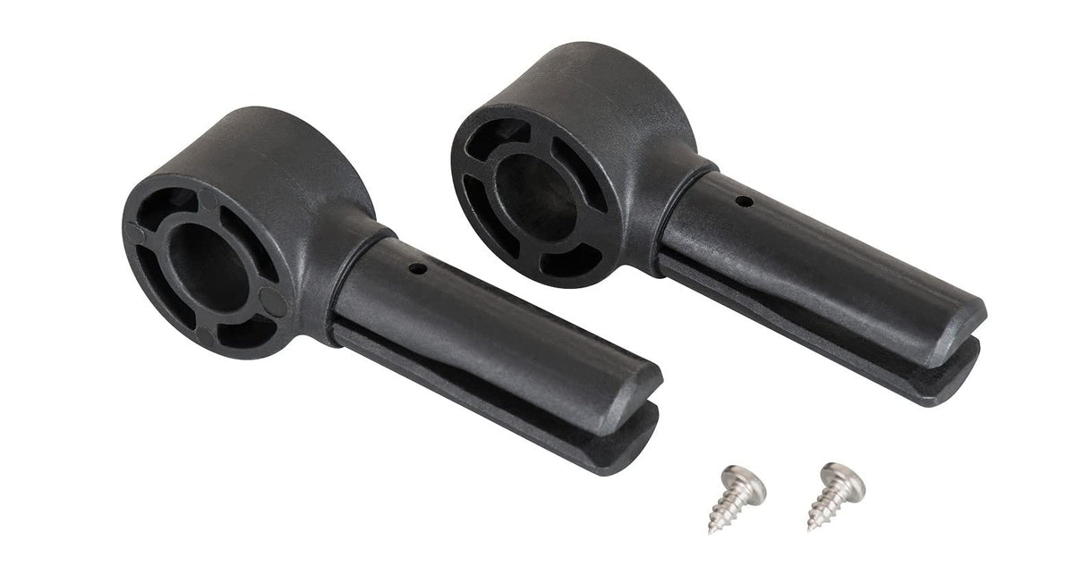 Rhino Rack hinge front view showing durable engineered-plastic and quick service benefit