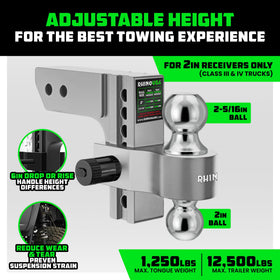 Rhino USA close-up of adjustable head mechanism showing easy height changes