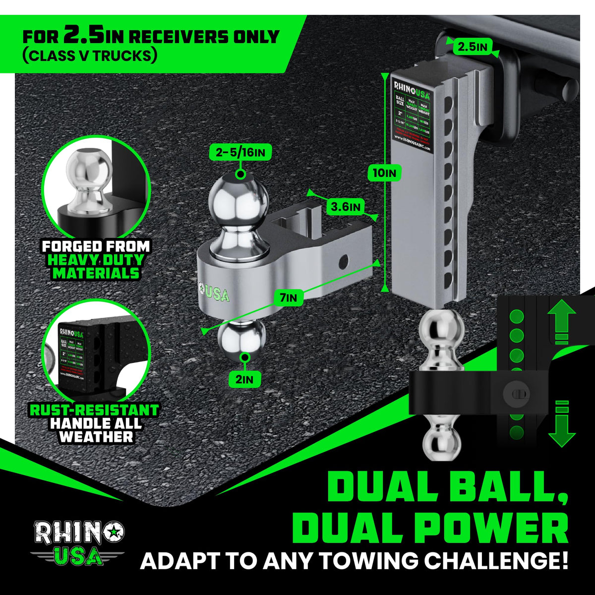 Rhino USA adjustment mechanism close-up demonstrating easy multi-position settings
