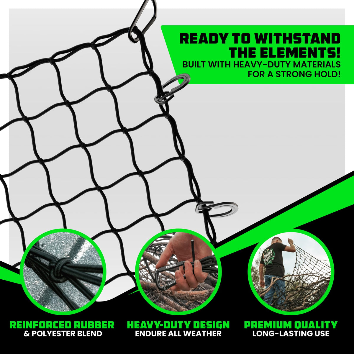 Rhino USA corrosion-resistant carabiners detail for secure attachments
