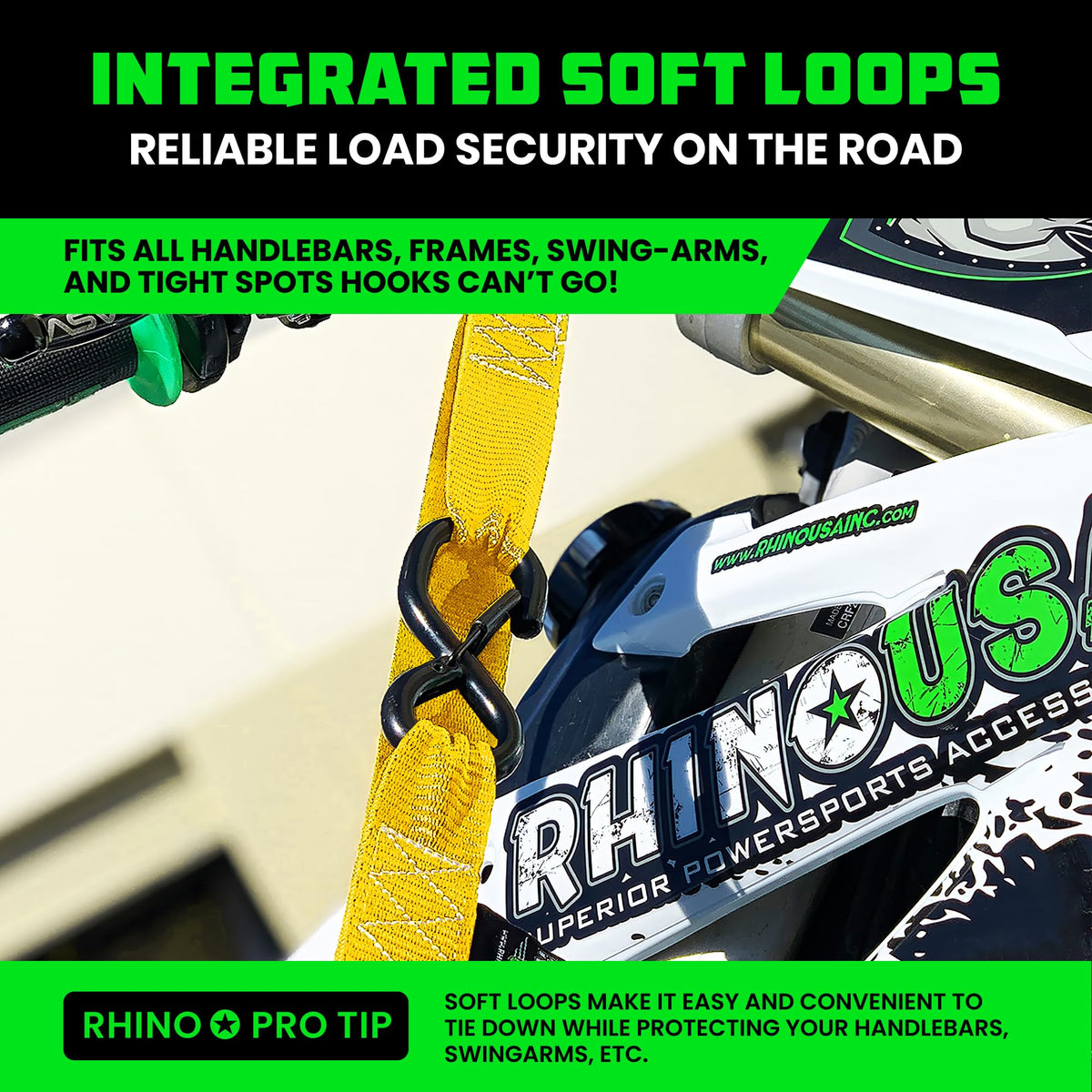 Rhino USA coated chromoly S-hook detail demonstrating strength and rust resistance