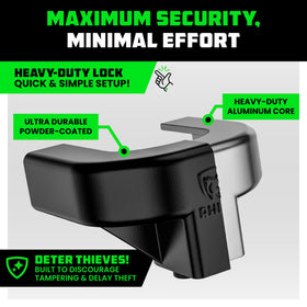 Rhino USA close-up of the lock mechanism showing tamper-resistant design and durable operation