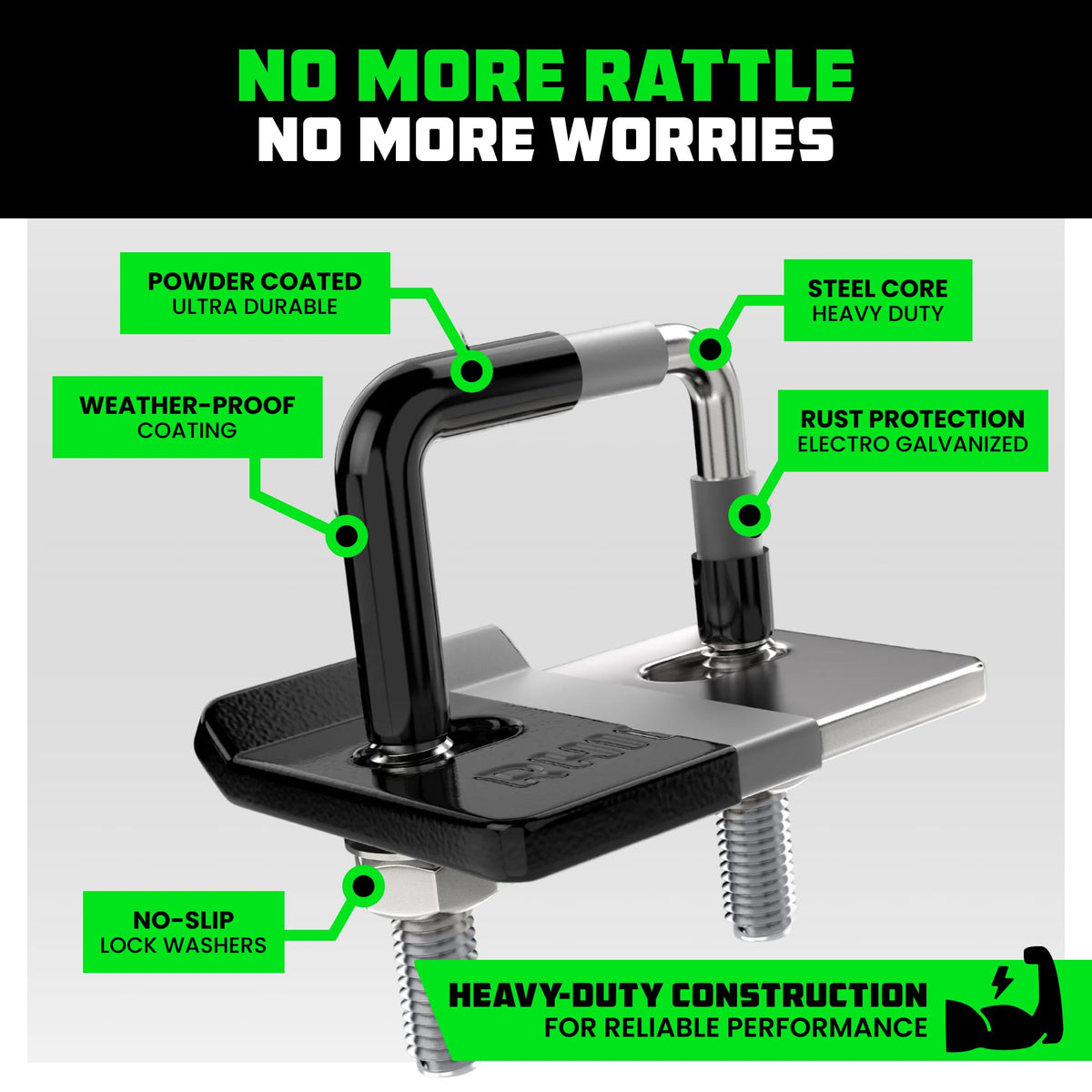 Rhino USA close-up of rubberized coating protecting hitch and reducing noise