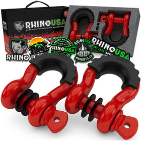 Rhino USA front packaging showing two D ring shackles and included parts for durable attachment
