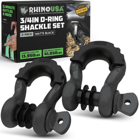 rhino usa D-ring shackles front pack showing two shackles and benefits
