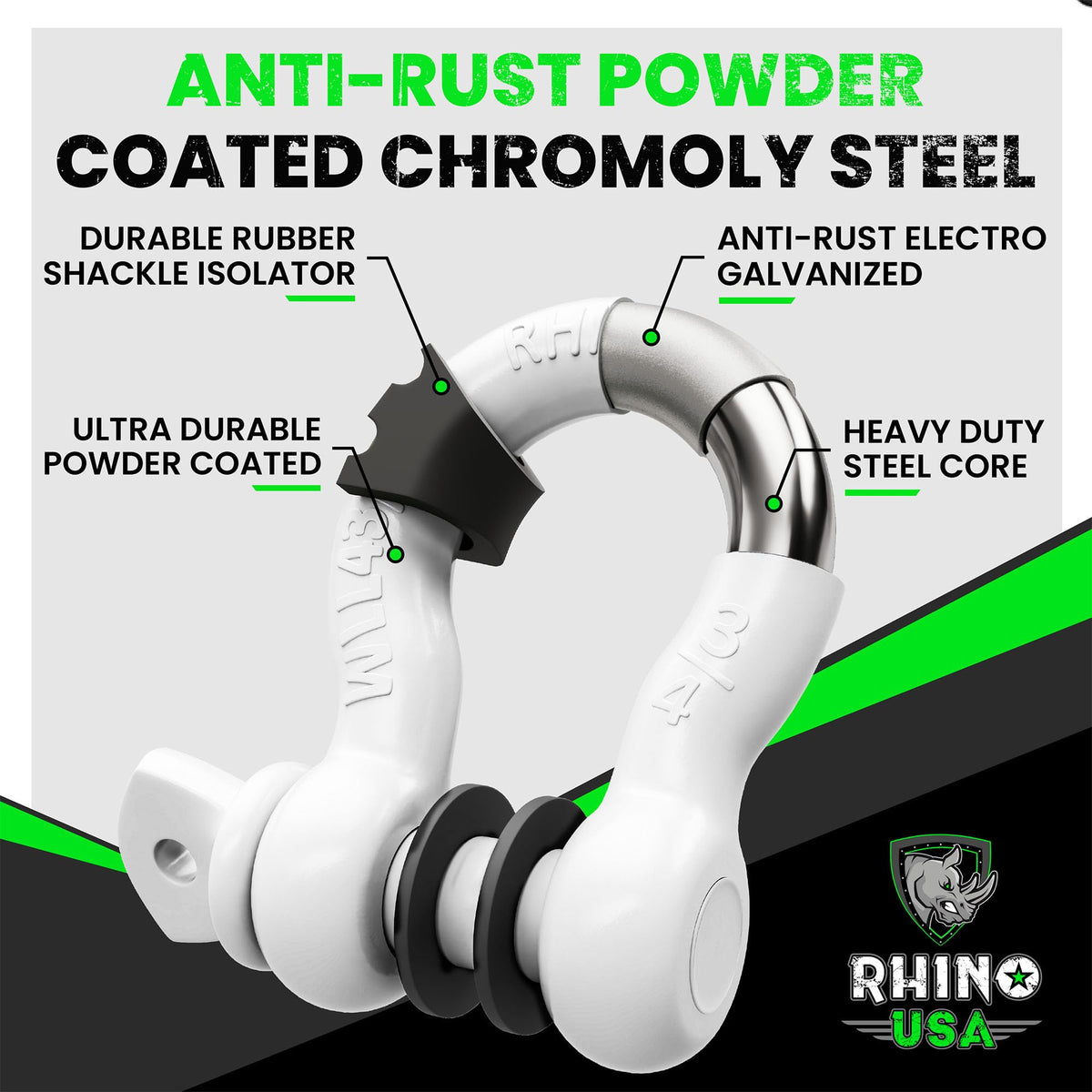 Rhino USA D ring shackles side profile illustrating compact fit and durable design