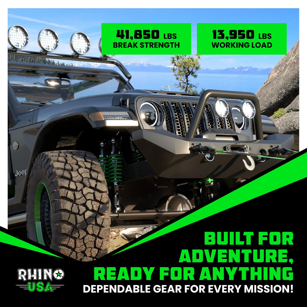 rhino usa D-ring two-pack on truck bumper in outdoor setting