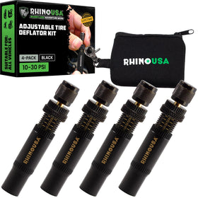 Rhino USA deflator kit front view showing four tools and pouch for quick identification and storage