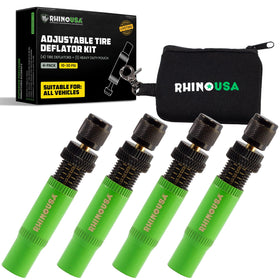 Rhino USA deflator kit front packaging showing included four-piece set and pouch benefits